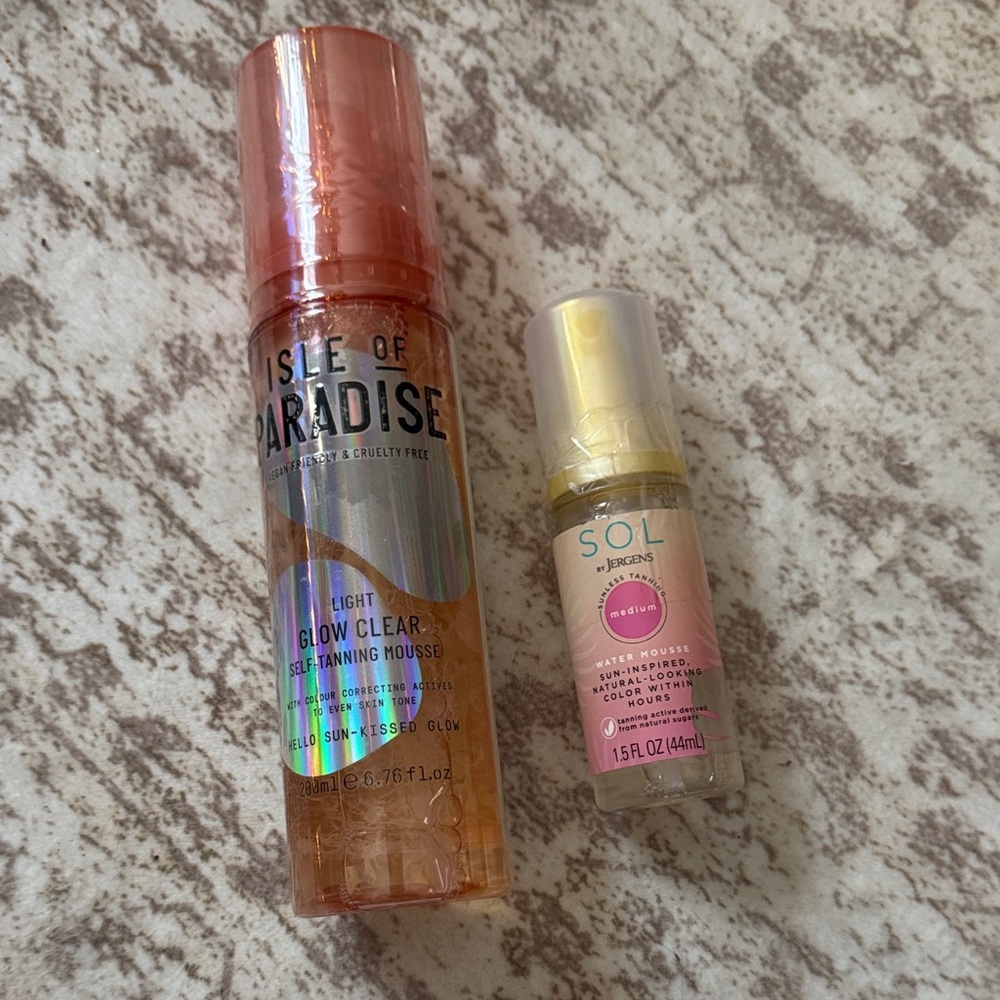 Isle of Paradise Glow Clear self tanner (bonus: small travel Jergens self tanner